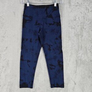 Lux Basics Crop Leggings Womens XS Black Blue Tie Dye Athleisure Breathable